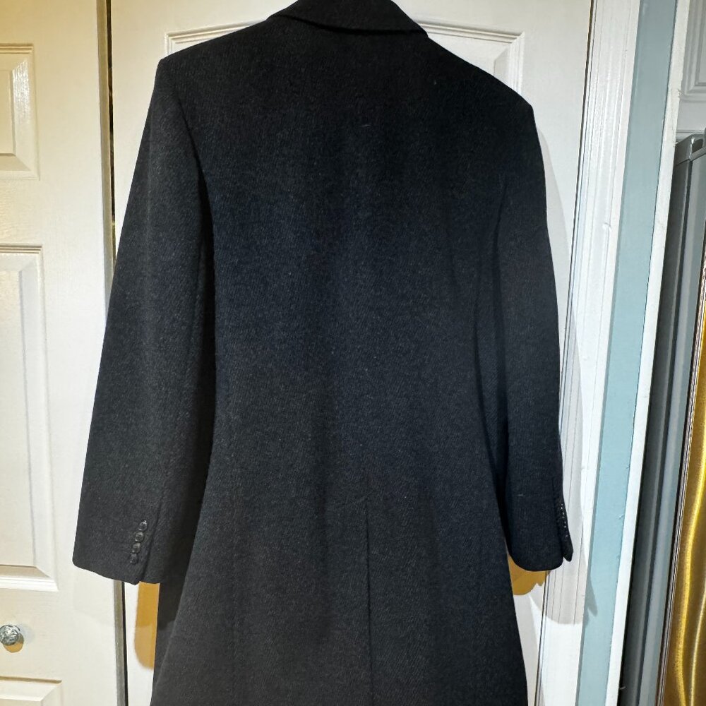 Hathaway Platinum Black Wool Cashmere Overcoat Men’s 44R Italy Fabric Winter - Picture 6 of 10